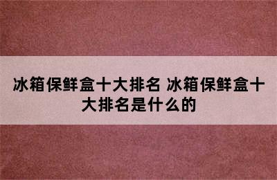 冰箱保鲜盒十大排名 冰箱保鲜盒十大排名是什么的